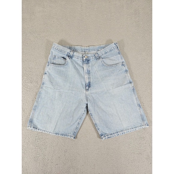 Vintage Wrangler Rugged Wear Shorts Mens 38 Light Wash Carpenter Denim 90s - Picture 1 of 14